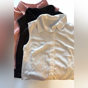 3 Sleeveless Collared Blouses